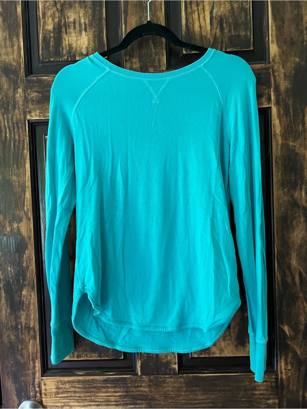 Athleta Teal Long-Sleeve Crew Neck Top